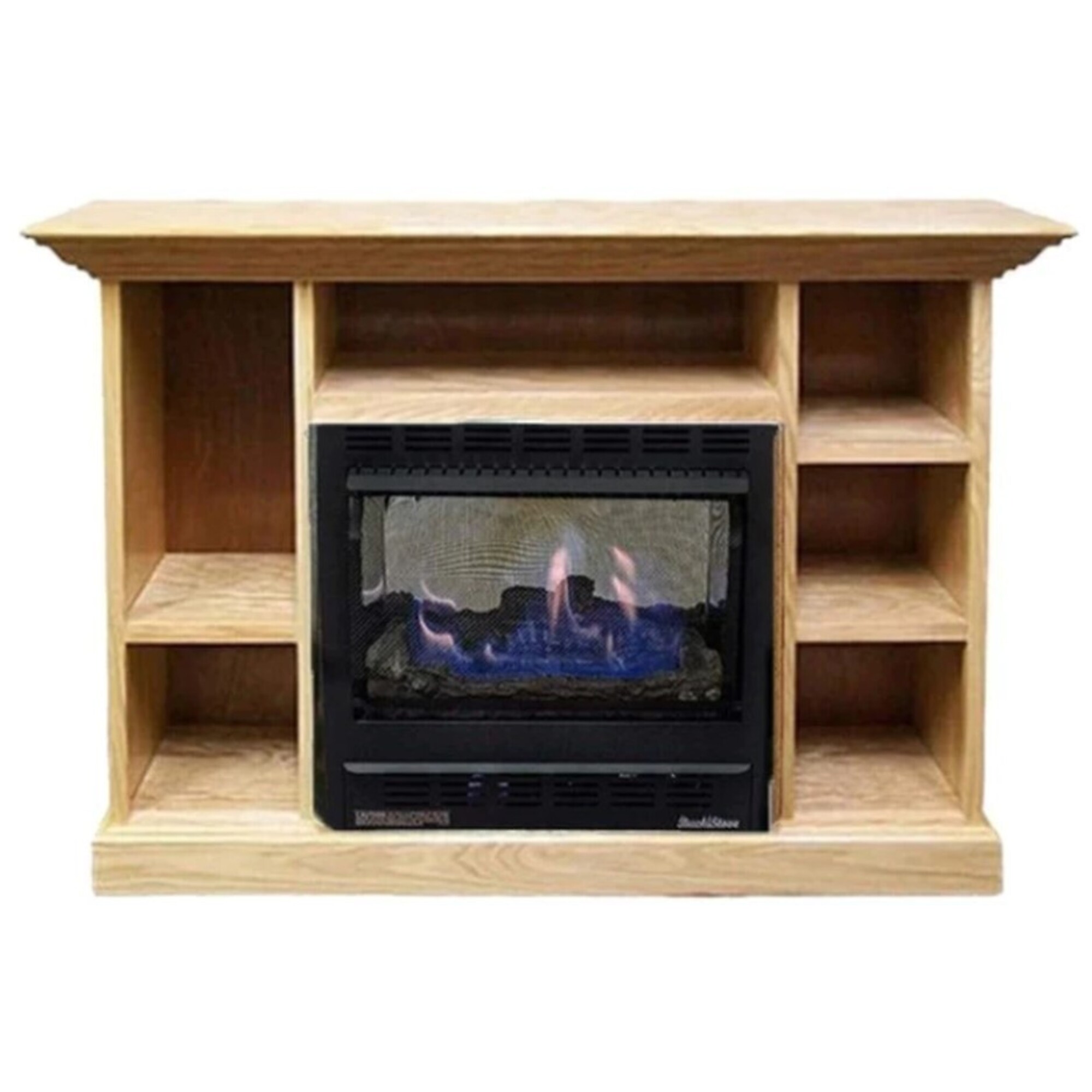 Buck, Vent Free Gas Fireplace with Unfinished Mantel Combo, Heat Output 25000 Btu/hour, Heating Capability 1000 ft², Model# NV 11272LPPRES-UF